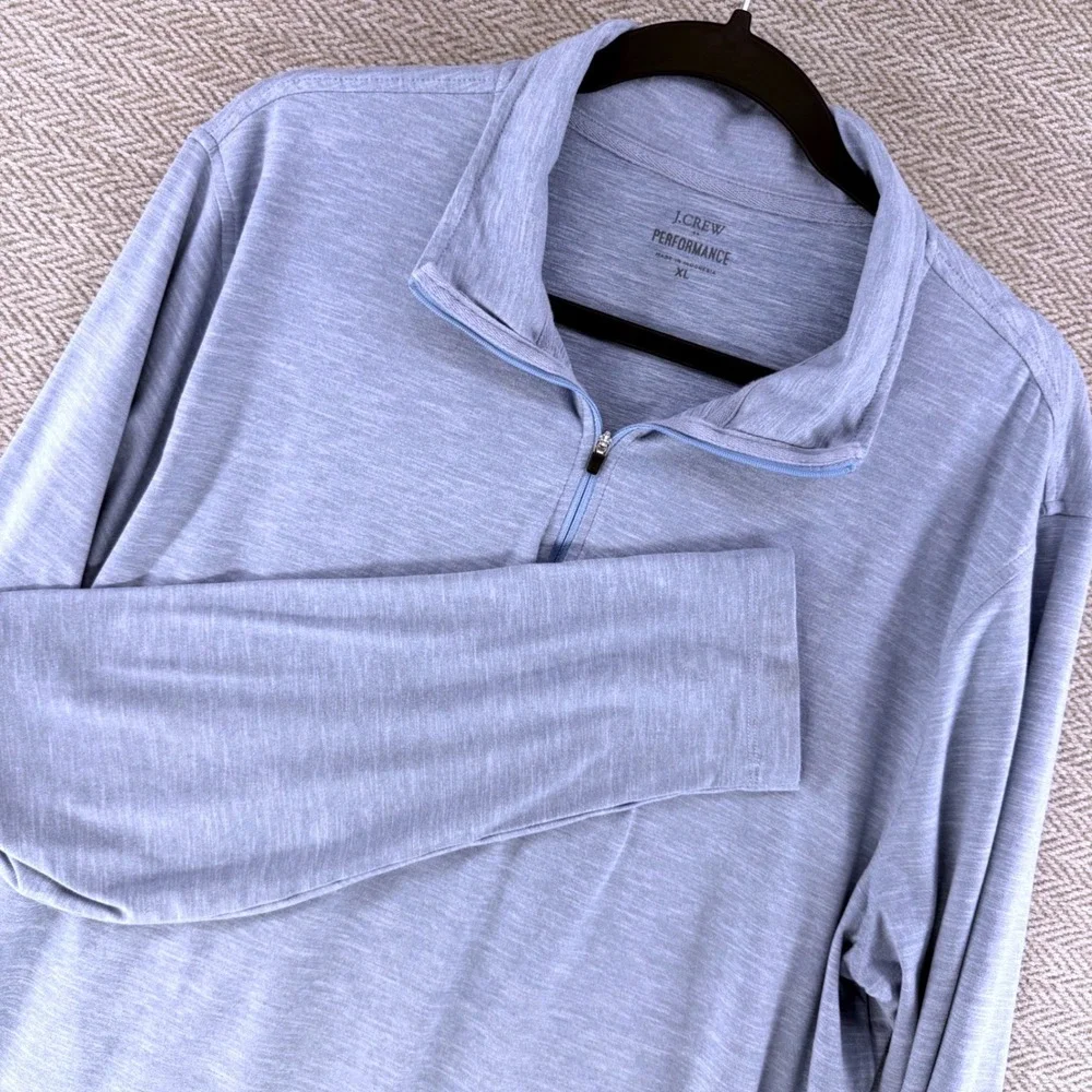 J.Crew Performance Mens XL Light Blue Heathered Quarter Zip Pullover AG968